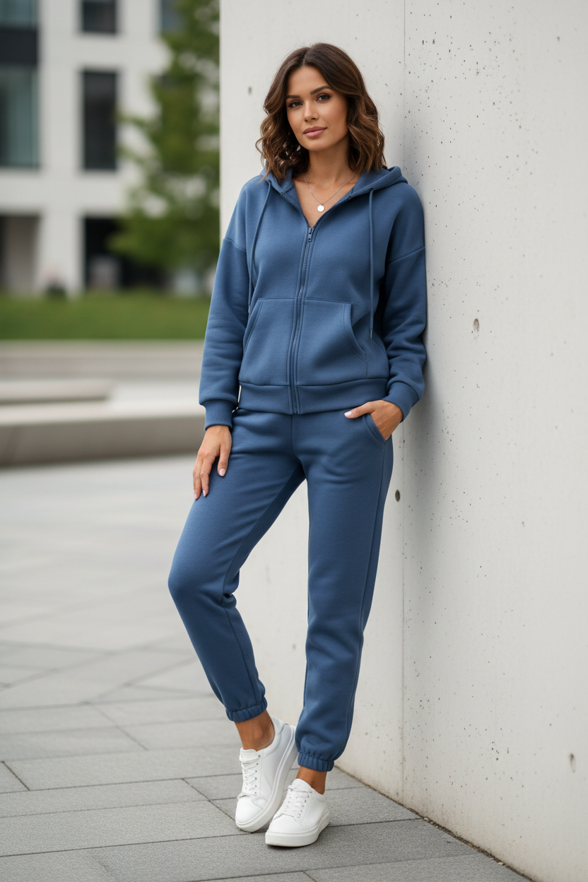 Women's Fleece Tracksuit Set - Blue